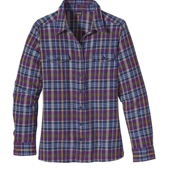 Patagonia Tops - Patagonia Women's Ikat Purple Organic Cotton Long-Sleeved Fjord Flannel Shirt 8